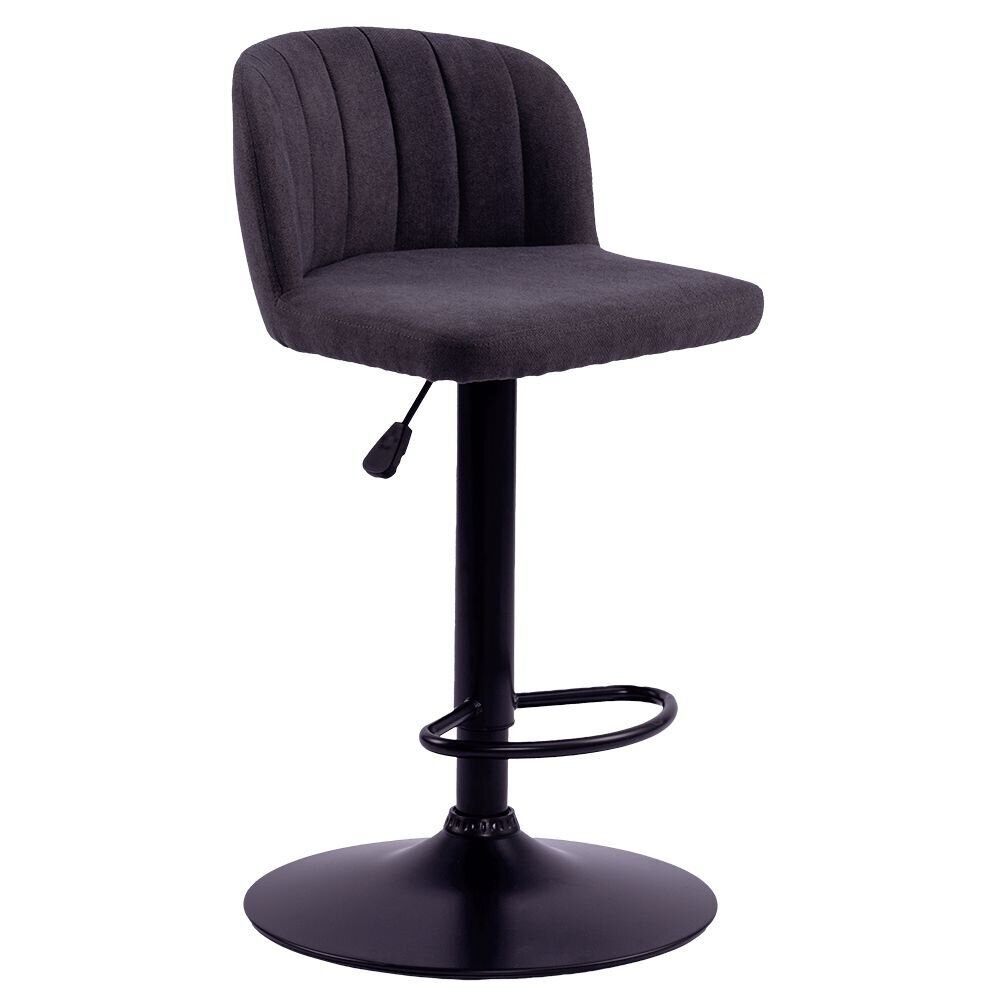 Tabouret de bar Queen 44x47x83-103cm effet velours noir
