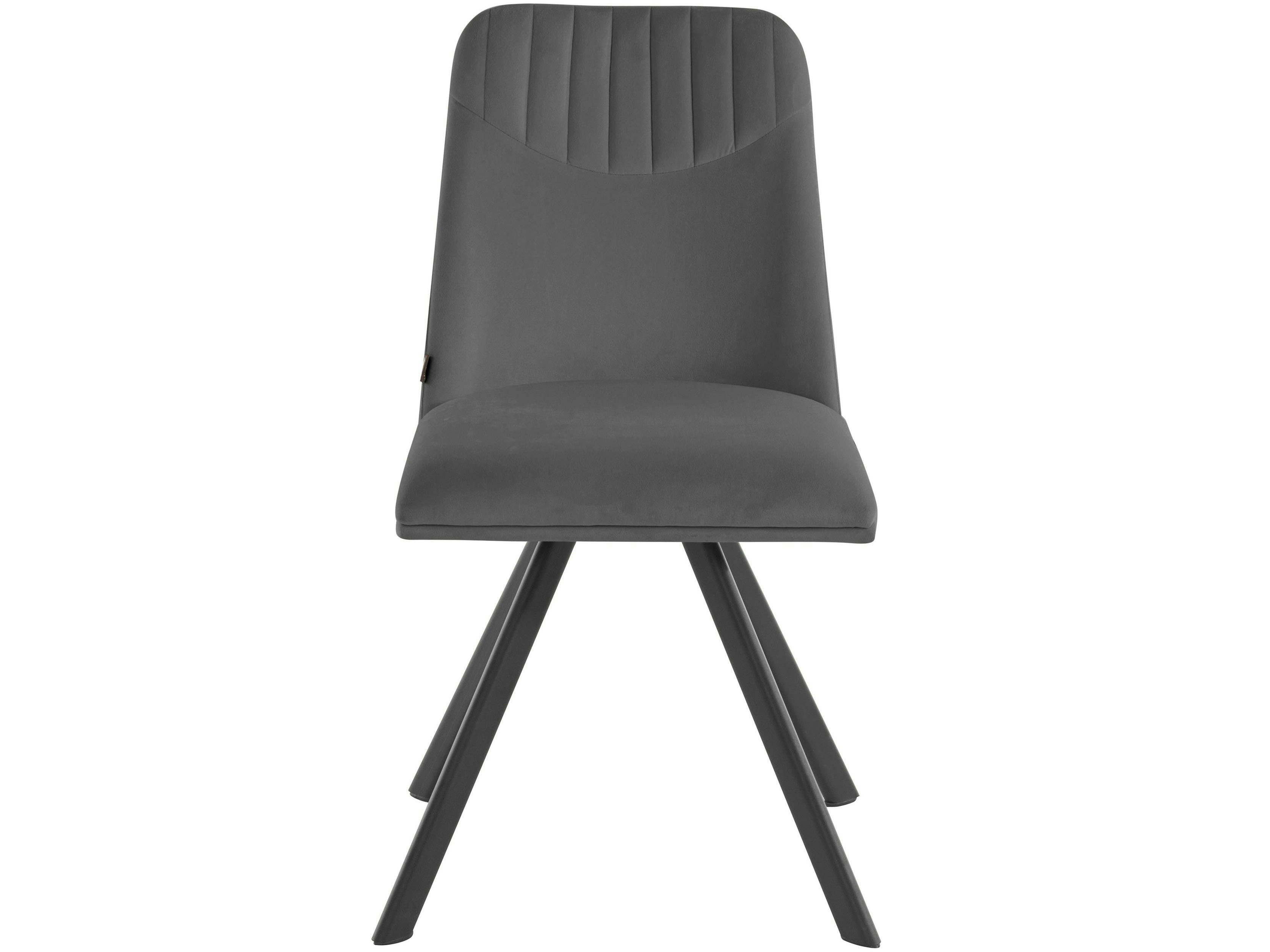 BELLA - Lot de 2 chaises de salle à manger rembourrées en velours gris clair