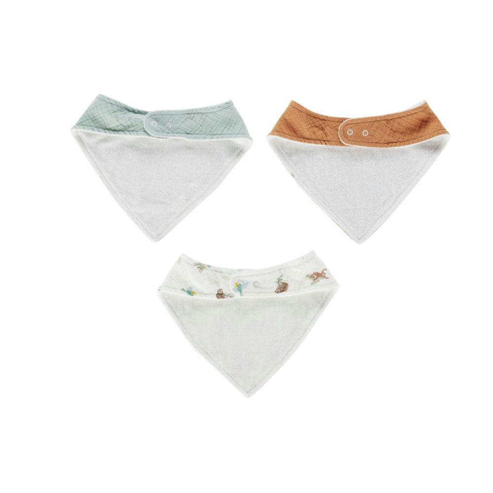 - Bavoirs bandanas en coton imprimés multicolores (X3)