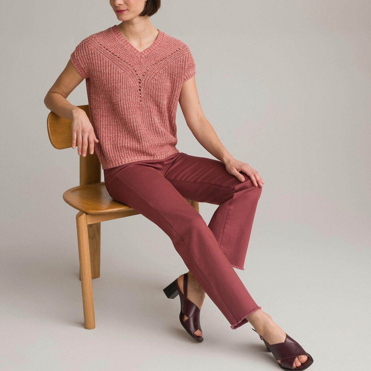 Pull col V, en fine maille