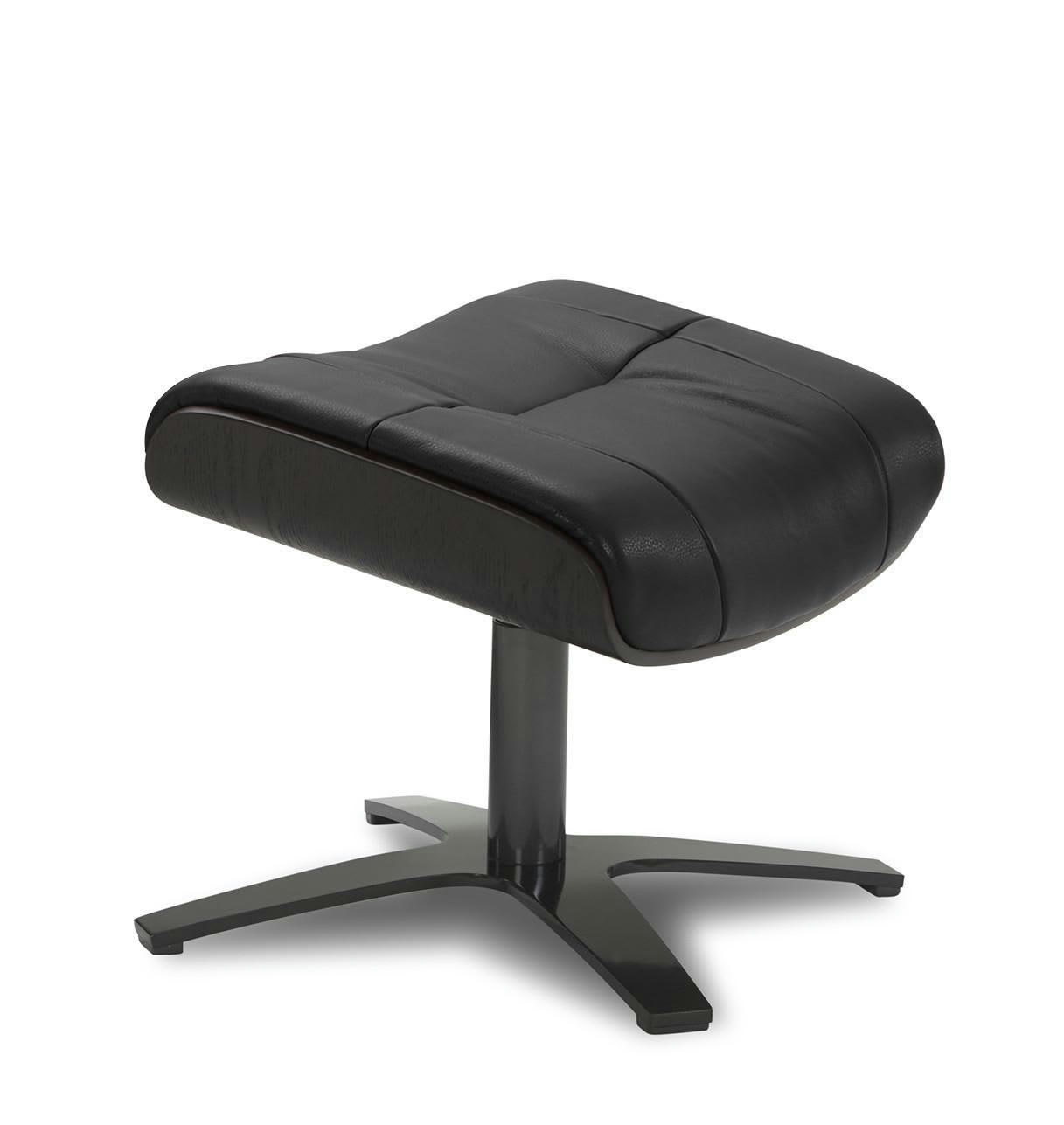 NAOS - Pouf en cuir et chêne noir - Cuir Noir