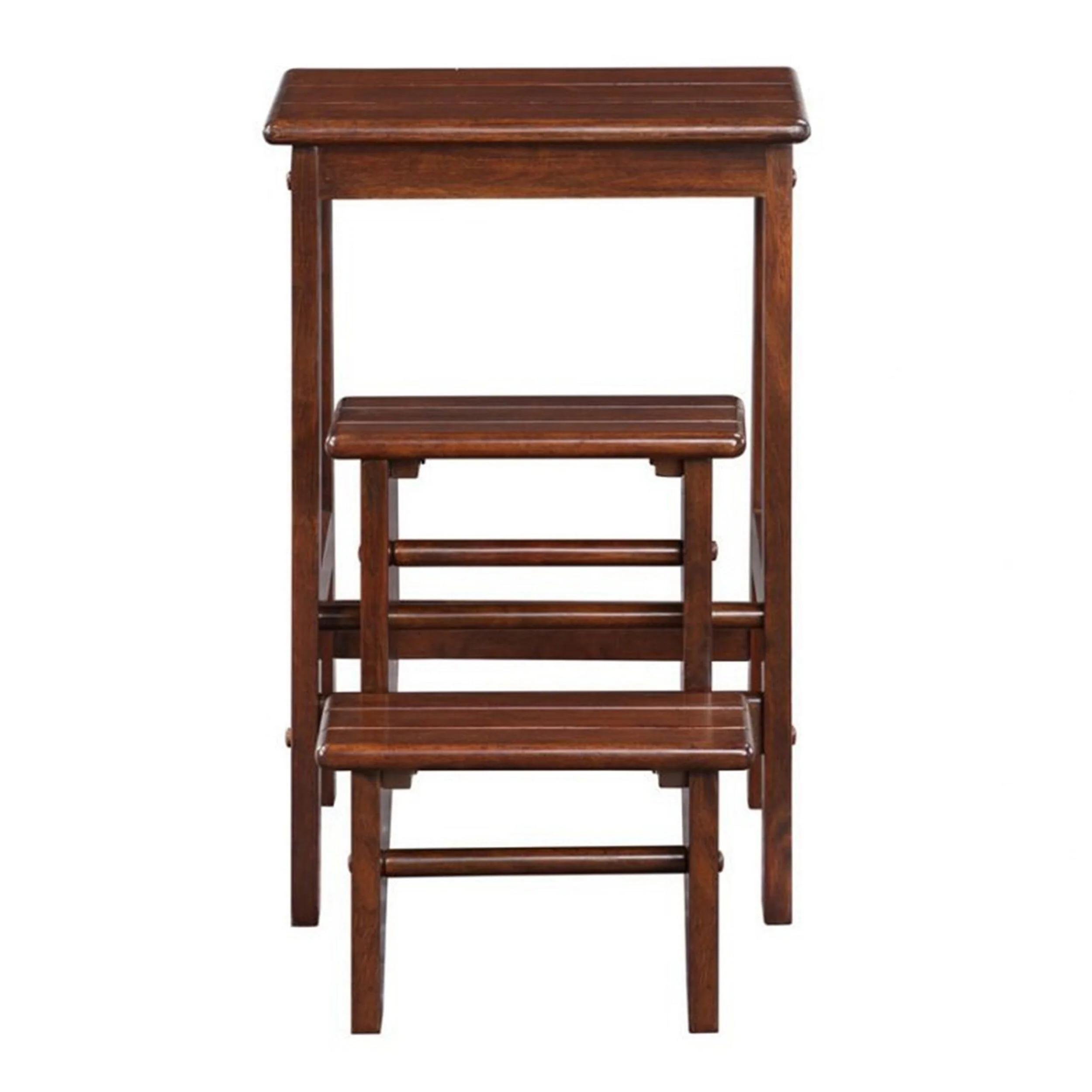 3 Step Wooden Frame Stool with Safety Latch, Brown