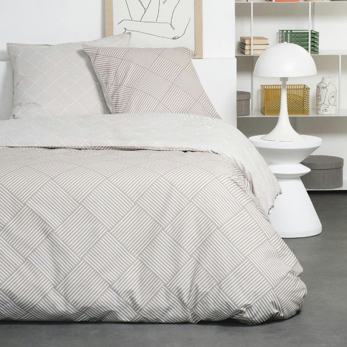 SUNSHINE ELSA - Parure de lit 2 personnes imprimé en coton beige 240x260