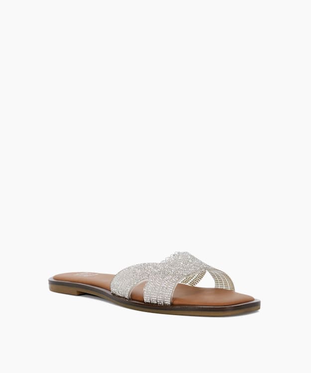 Lexxo Silver - Open-Toe Flat Heel Sandals