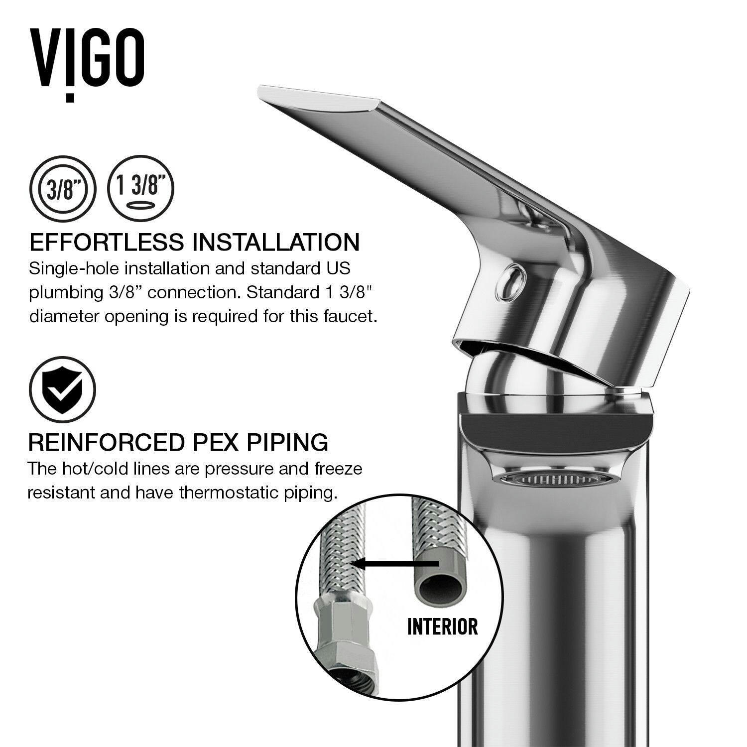 VIGO Norfolk Single Handle Vessel Single Hole Bathroom Sink Faucet, WaterSense® Certified, Chrome,