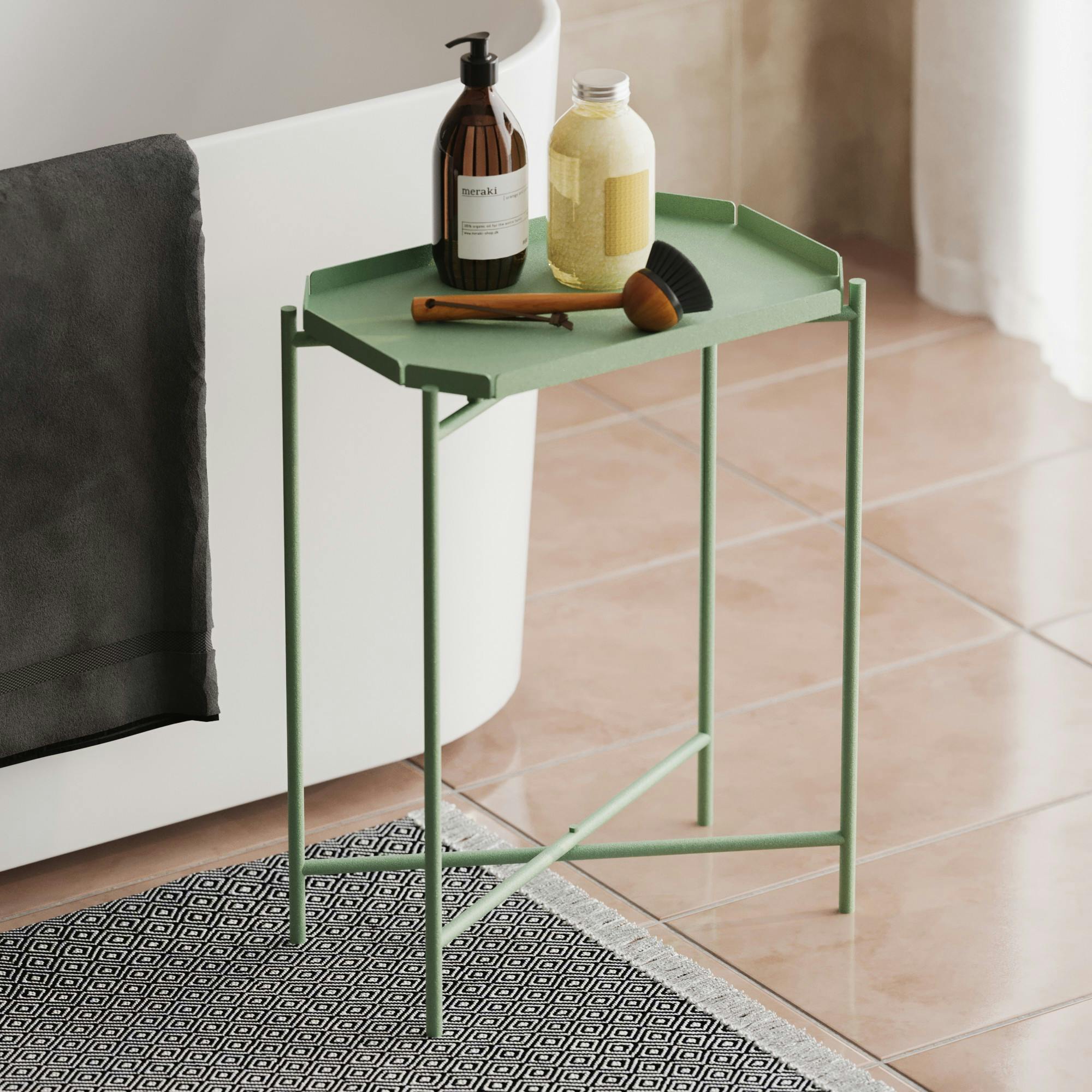 Petite table d’appoint verte, plateau rectangulaire SFAX