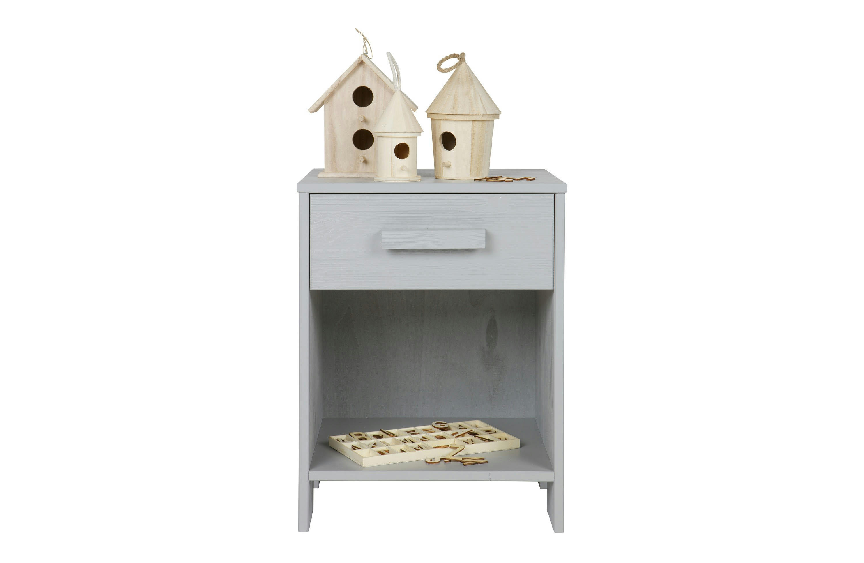 DENNIS - Table de chevet en bois gris