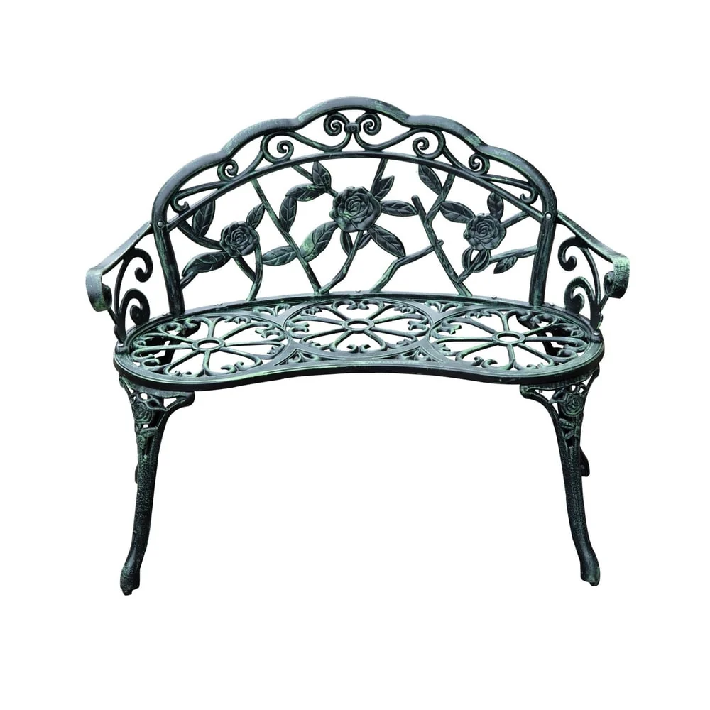 Outsunny 40-inch Cast Aluminum Rose Outdoor Patio Garden Bench