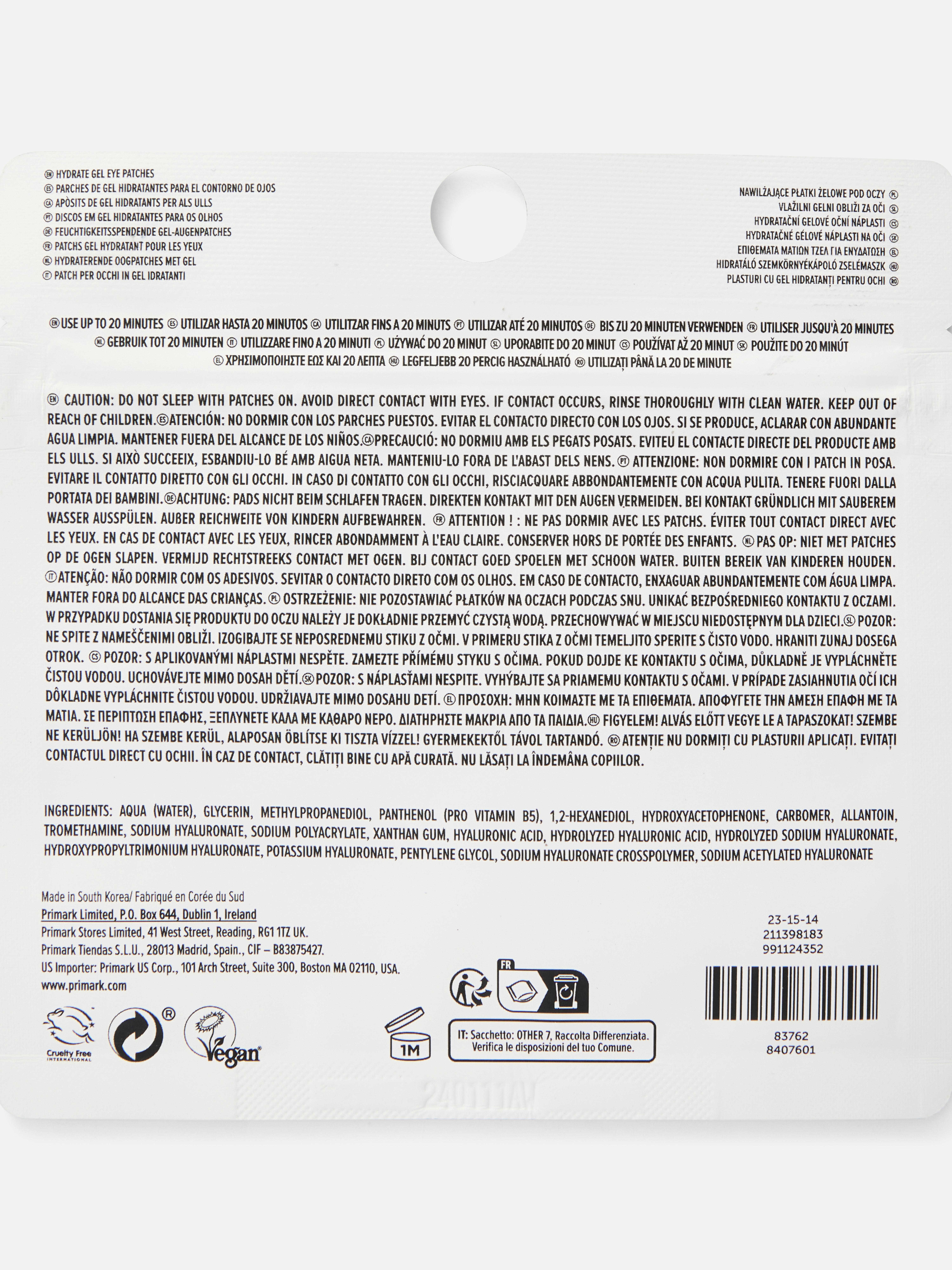 PS... Skin Hyaluronic Acid Gel Eye Patches