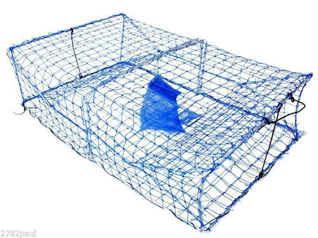 Wilson Heavy Duty Rectangular Crab Trap - 2 Entry - Blue Mesh Crab Pots