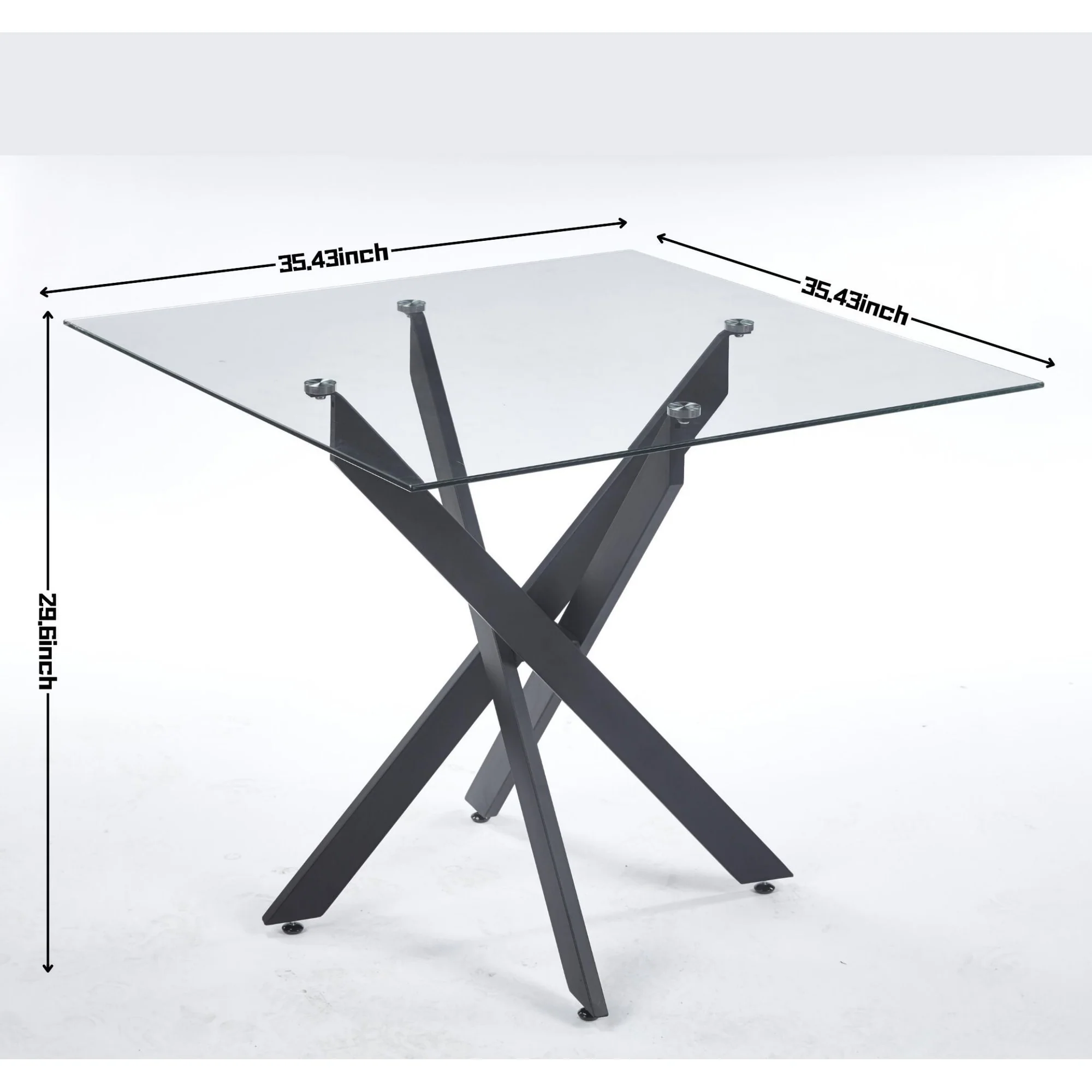 35.4L Square Dining Table with Metal Cross Leg