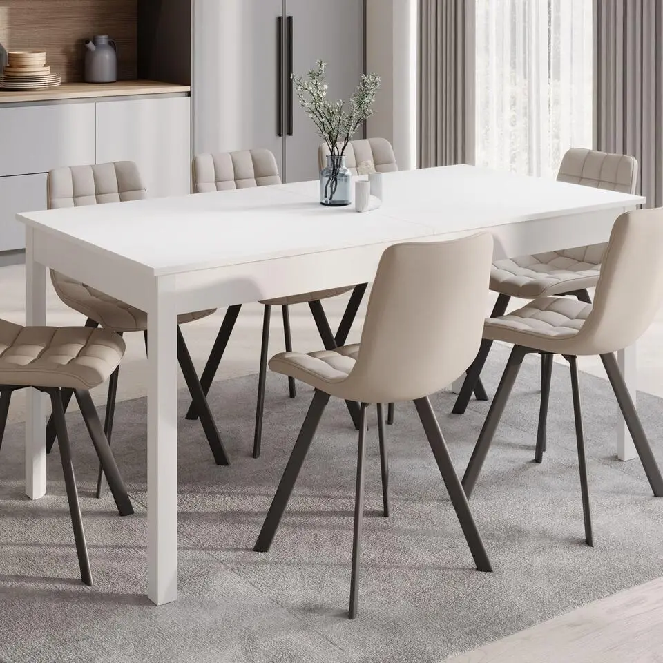 Meubella - Eetkamertafel Steve - Wit - 230 cm - Uitschuifbaar