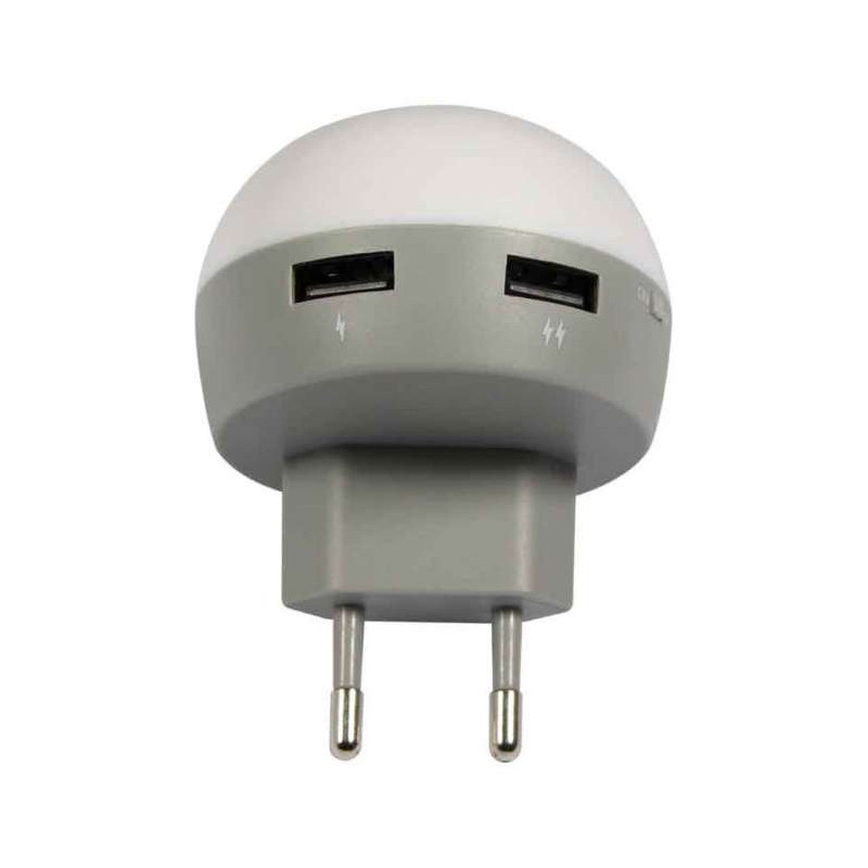 Chargeur 2 USB avec veilleuse LED