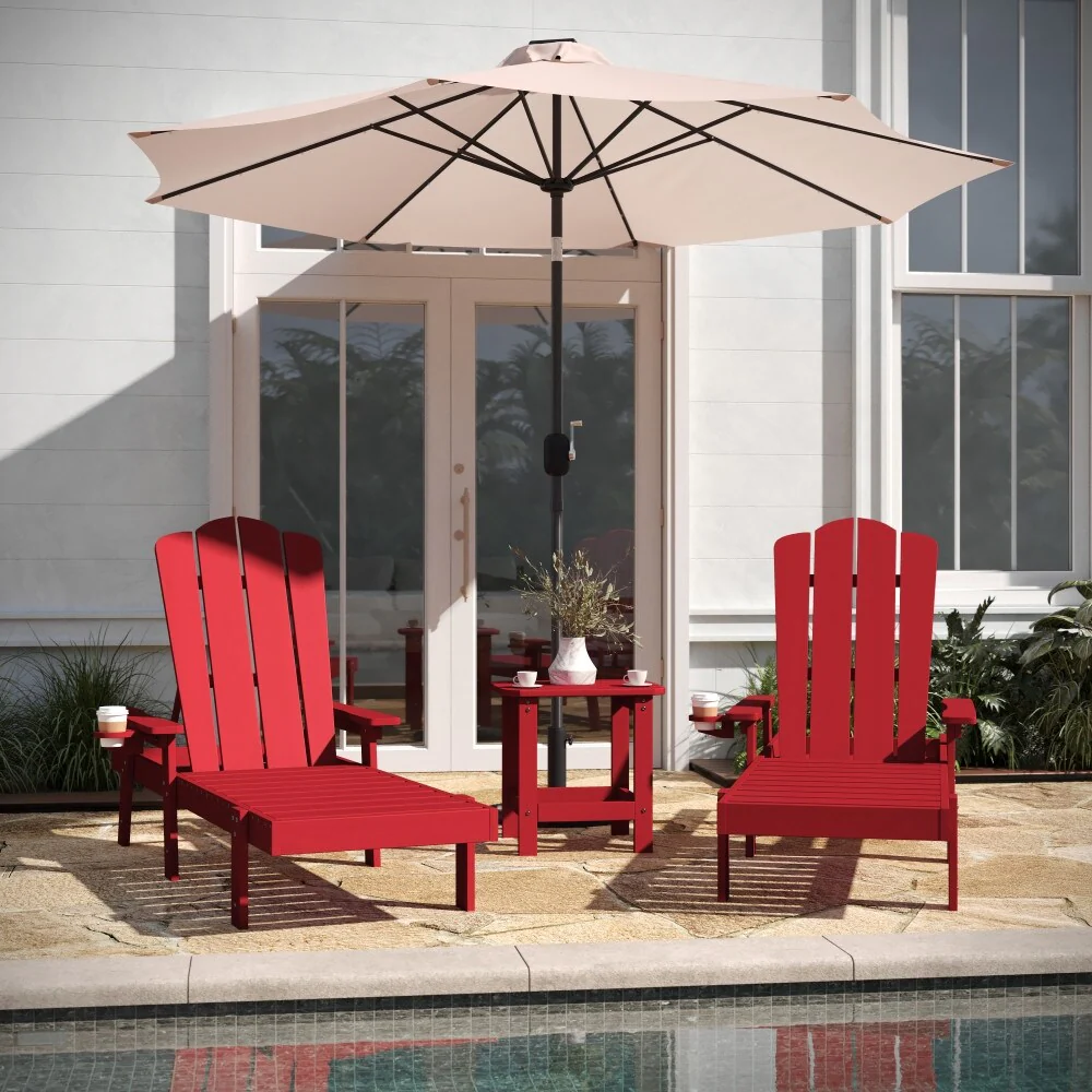 3pc Adirondack Lounge Set with 2 Indoor/Outdoor Lounge Chairs, Side Table