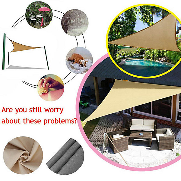 BASHLWUA Voile d'ombrage 3x3x3 mètres Gris clair Triangulaire en PES Auvent pour Jardin terrasse Anti-UV Toile Solaire résistant