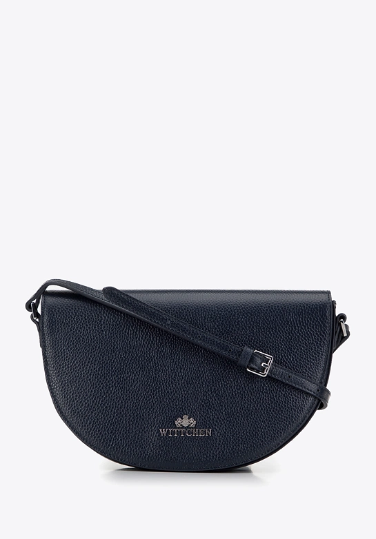 Damska saddle bag z groszkowanej skóry granatowa