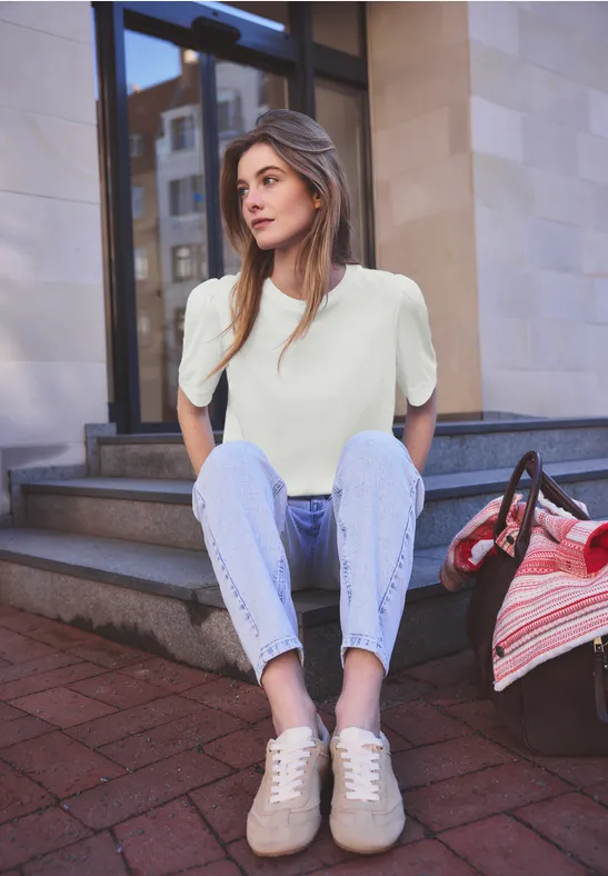 T-Shirt mit Rundhals und Puffärmeln