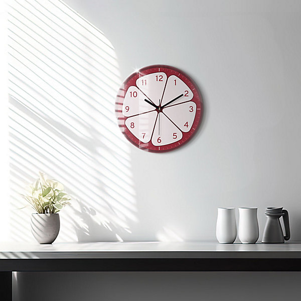 Horloge murale Wallfluent fi30 cm Aiguilles noires Fruit coupé 1 pcs