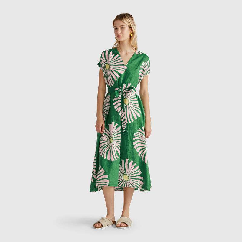 Printed linen dress