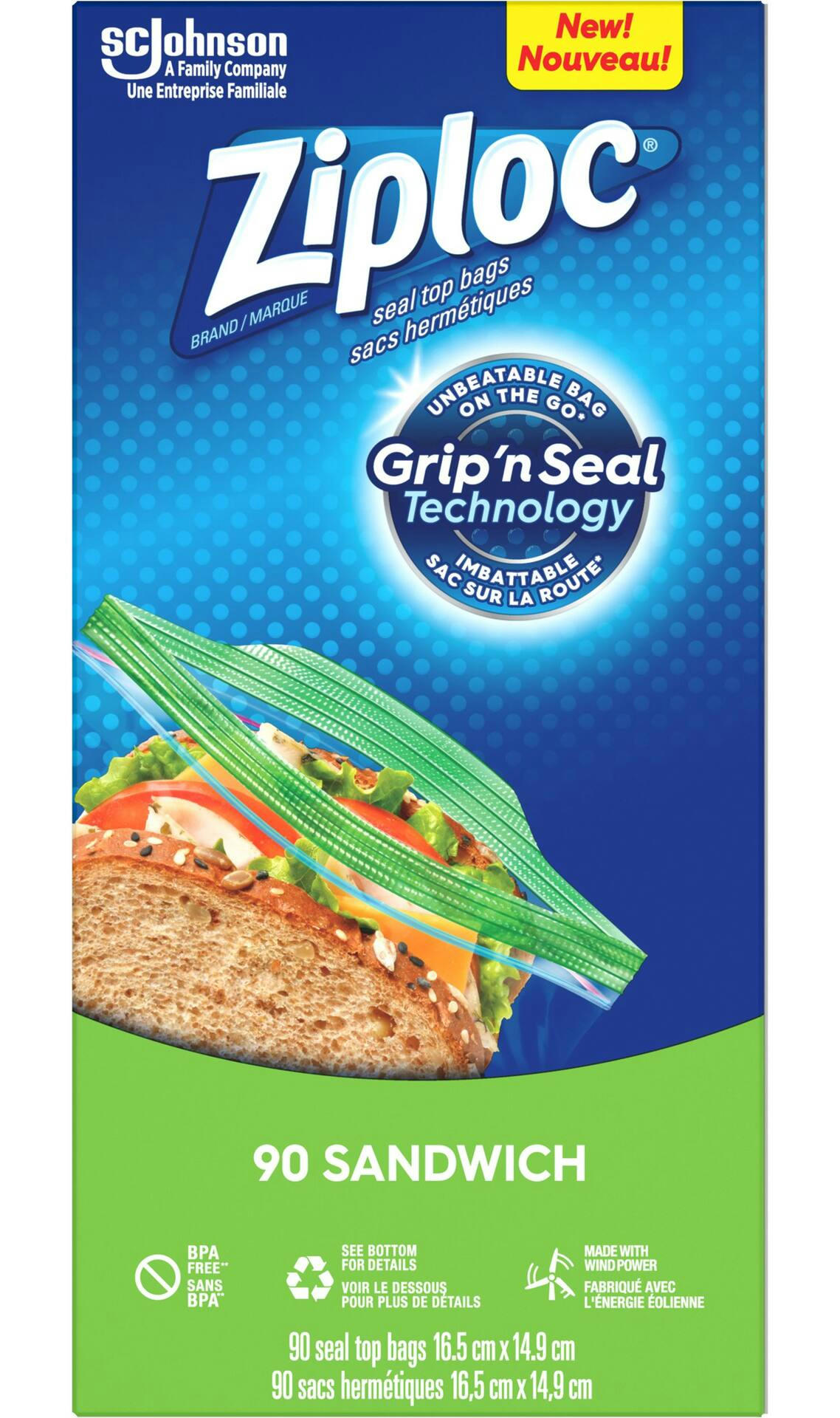 Ziploc Grip'n Seal Plastic Sandwich Bags, 750-mL, 90-pk