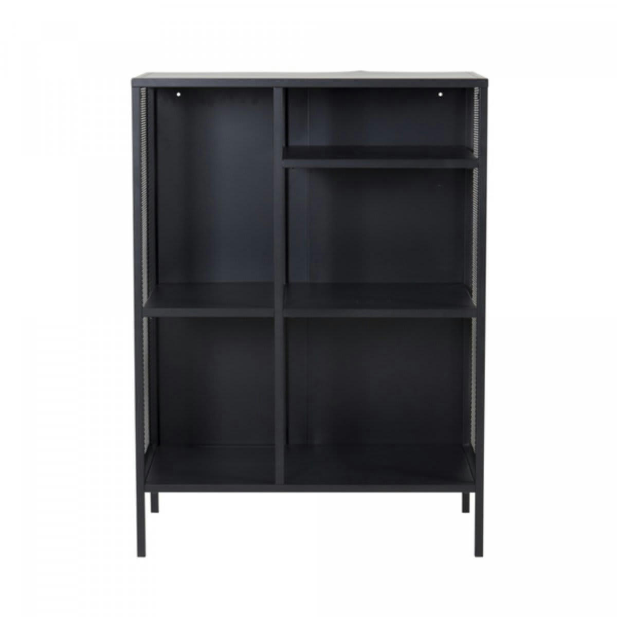 JINKA - Buffet bas industriel avec étagères en métal 110cm noir