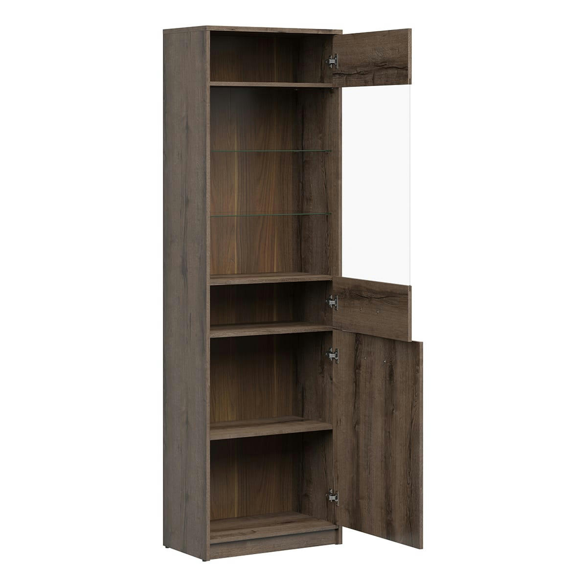 - Vitrine 2 portes stratifiés naturel foncé