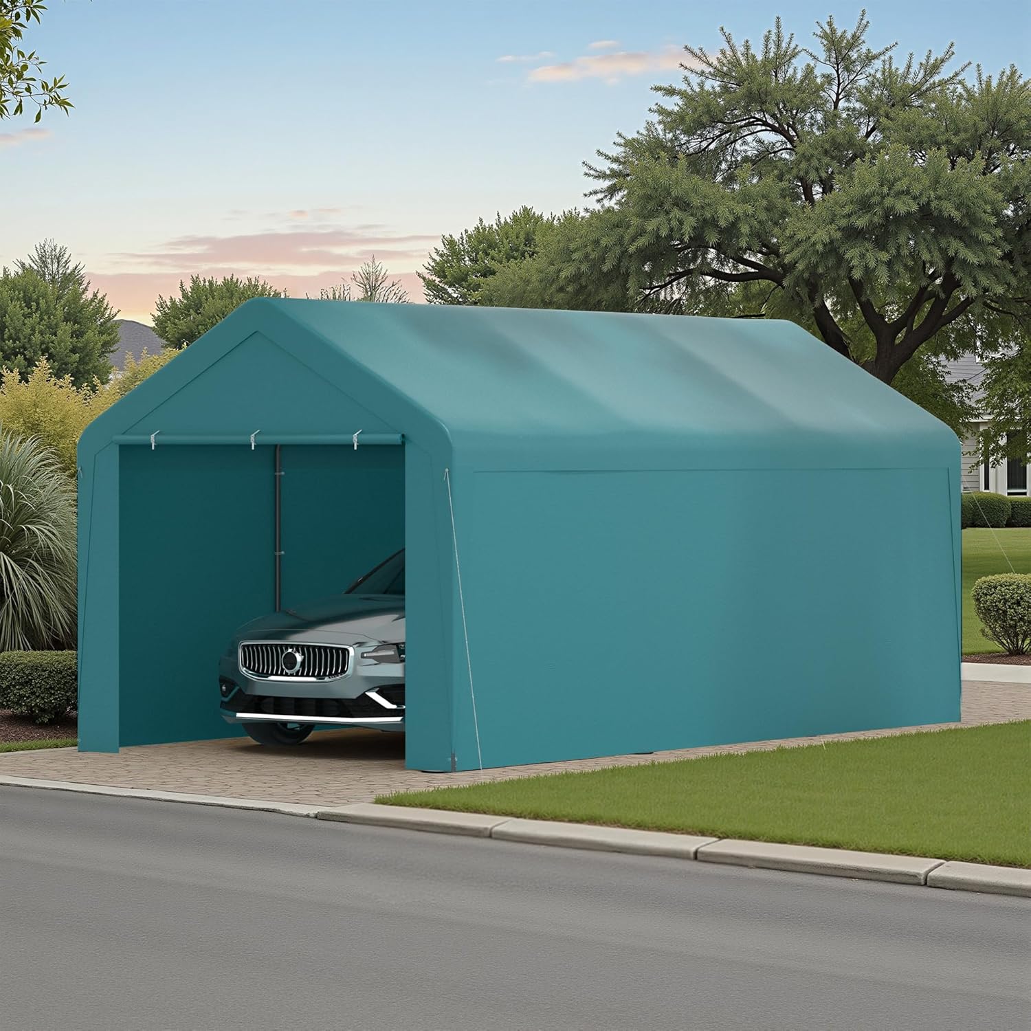 GOJOOASIS Car Port Canopy Tent Carport 10'x20' Car Tent Portable Garage, Tents for Car Waterproof & UV Protected for Wedding, Garden Shelter, Storage Shed (Green)