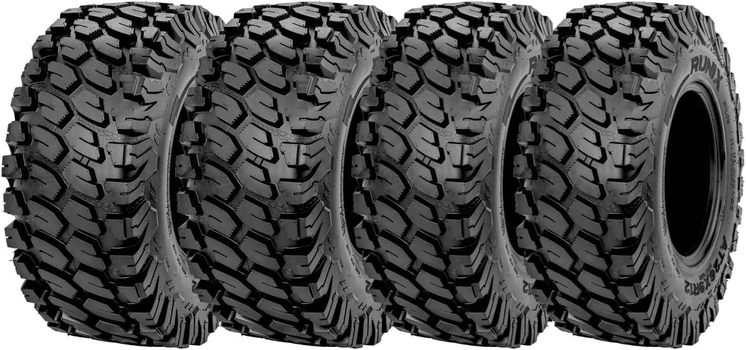 RUNIX ATV UTV Radial Tires, RUNIX TerraVance, 27X9R14 Front, 27X11R14 Rare, Set of 4, SXS, Side by Side, Radial Tire, All Terrain, 6PR, Tubeless, 27X9-14, 27X11-14