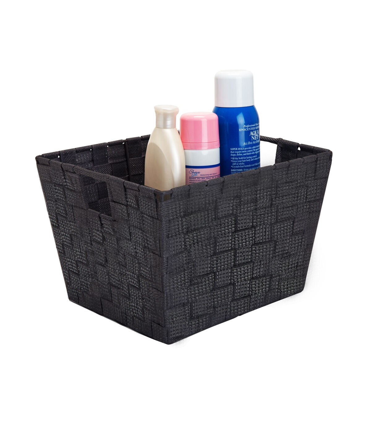 Simplify 10 x 8 Black Lurex Striped Woven Storage Bin With Handles