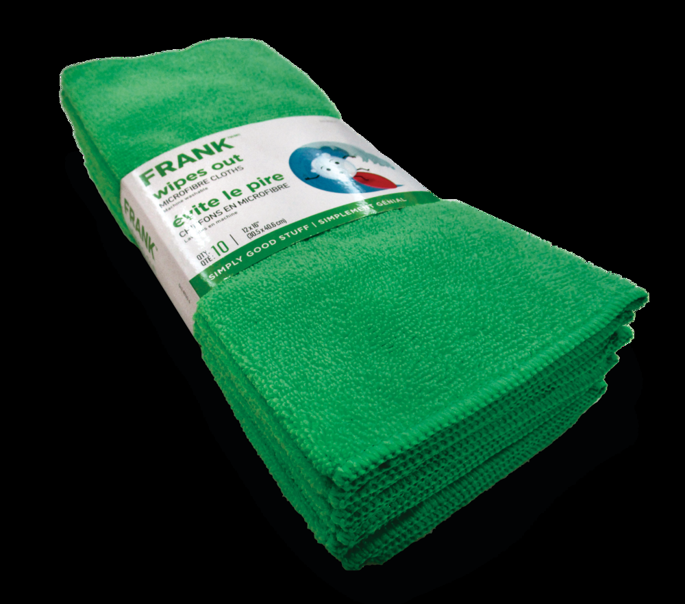 FRANK All-Purpose Machine Washable Microfibre Cloths, Green, 10-pk