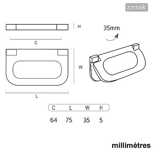 6 Un.poignées de meuble en64MM laiton brossé pour tiroir armoire