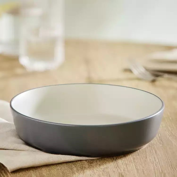 Habitat Two Tone 4 Piece Stoneware Pasta Bowls - Grey