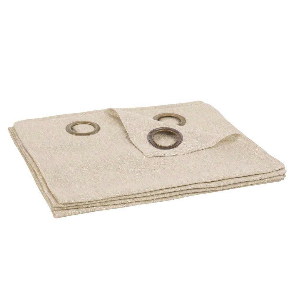 VERONE - Rideau à œillets en coton et lin beige à paillettes à l