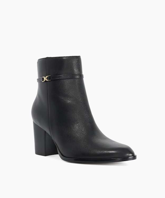 Pagety Black - Leather Heeled Ankle Boots