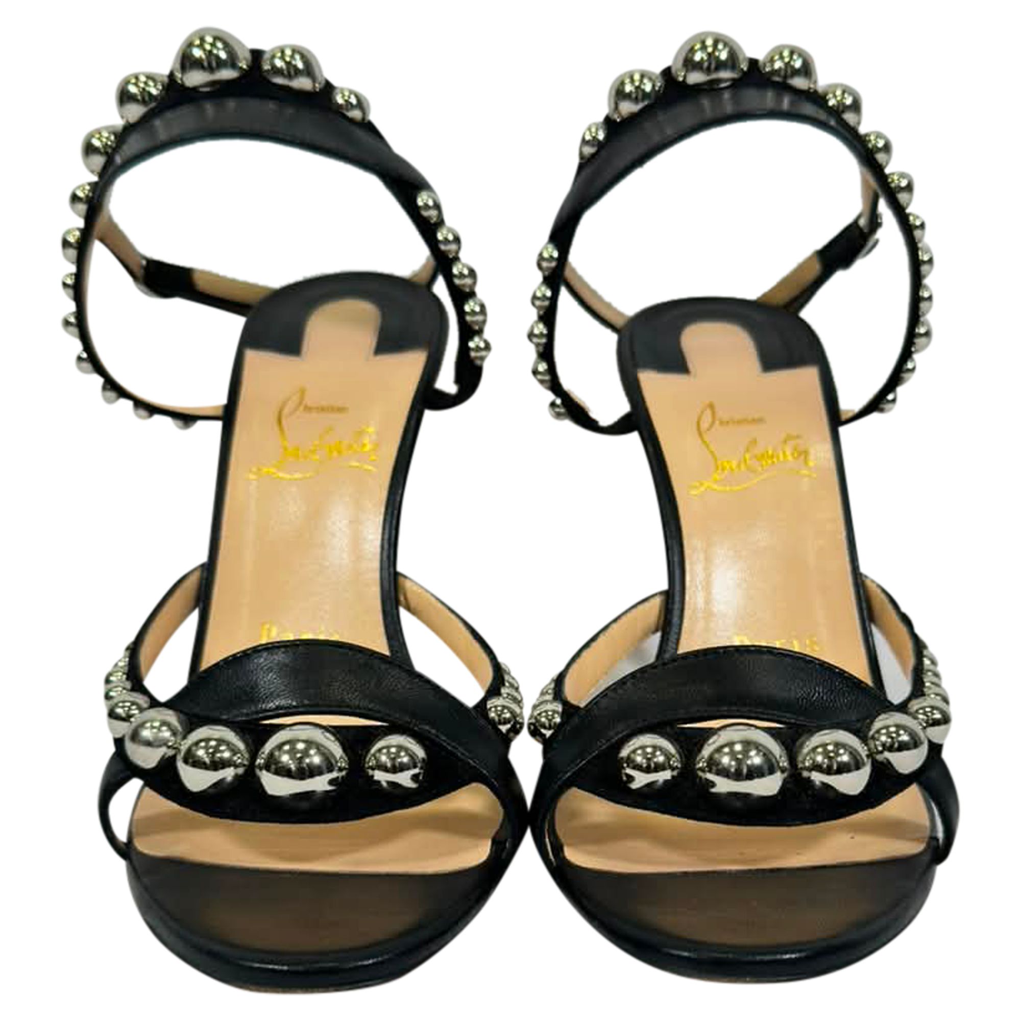 Christian Louboutin Preloved Galeria Studded Sandal Heels Black Leather