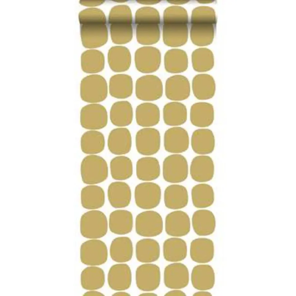 ESTAhome behang - grafisch motief - okergeel en wit - 0.53 x 10.05 m