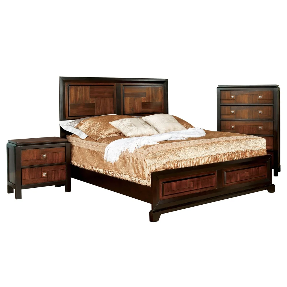 Furniture of America Sigh Rustic Walnut Solid Wood 3-piece Bedroom Set