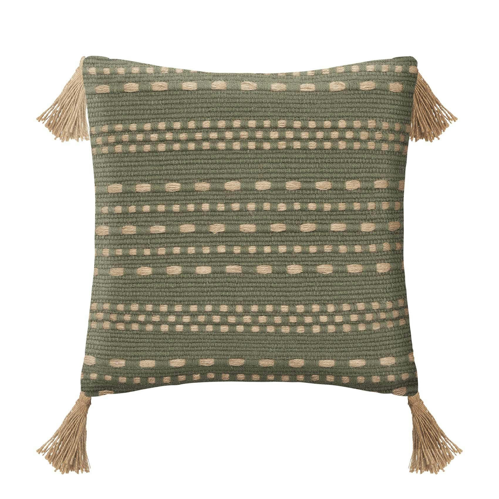 - Coussin authentique en coton et jute jute/coton kaki 40x40 cm