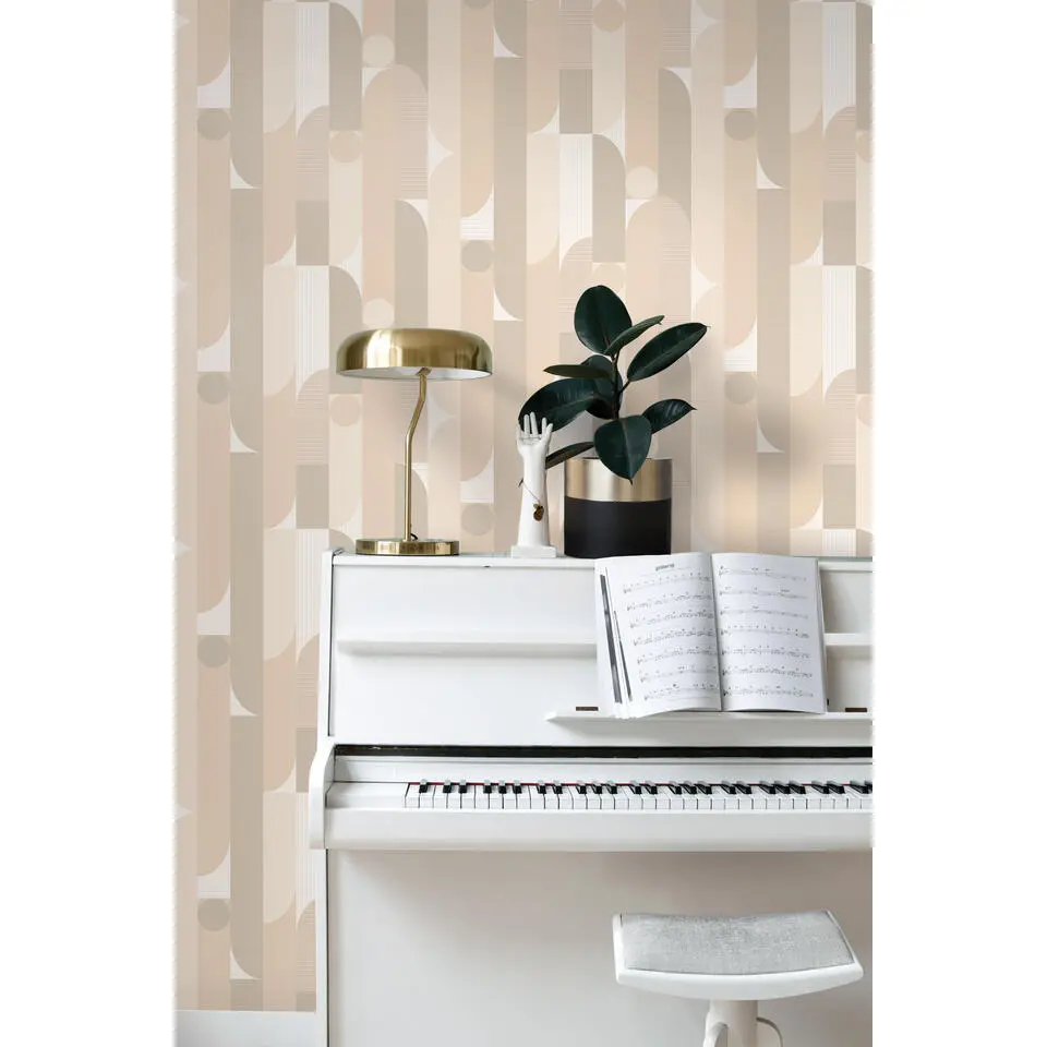 ESTAhome behang geometrische vormen beige - 50 x 900 cm