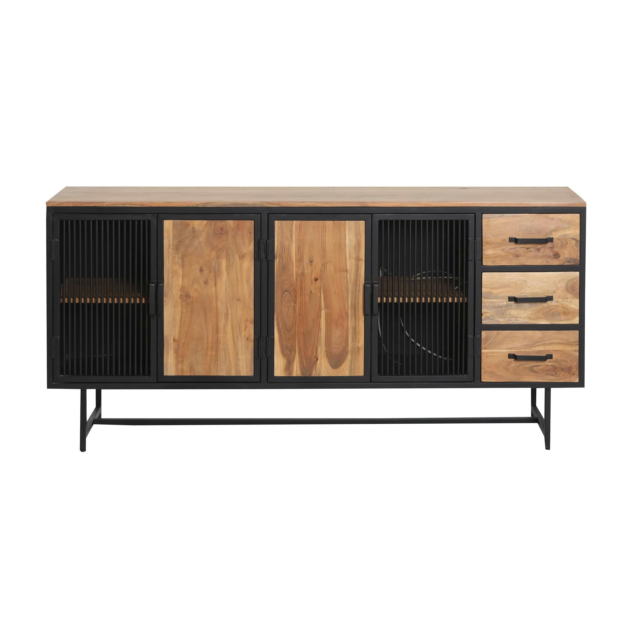 MATTIA - Buffet en bois noir 170 cm