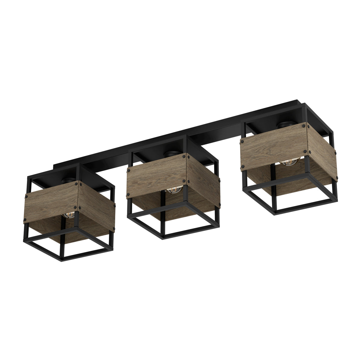 EGLO plafondlamp Evesham - e27 - 87,5 cm - zwart/bruin - hout