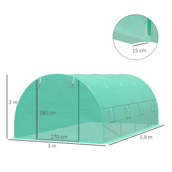 Folien-Gewächshaus, BxHxL: 300 x 200 x 600 cm