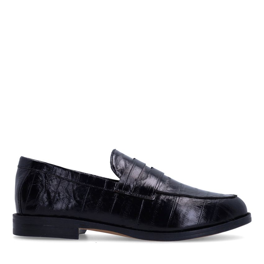 Manfield Zwarte leren loafers
