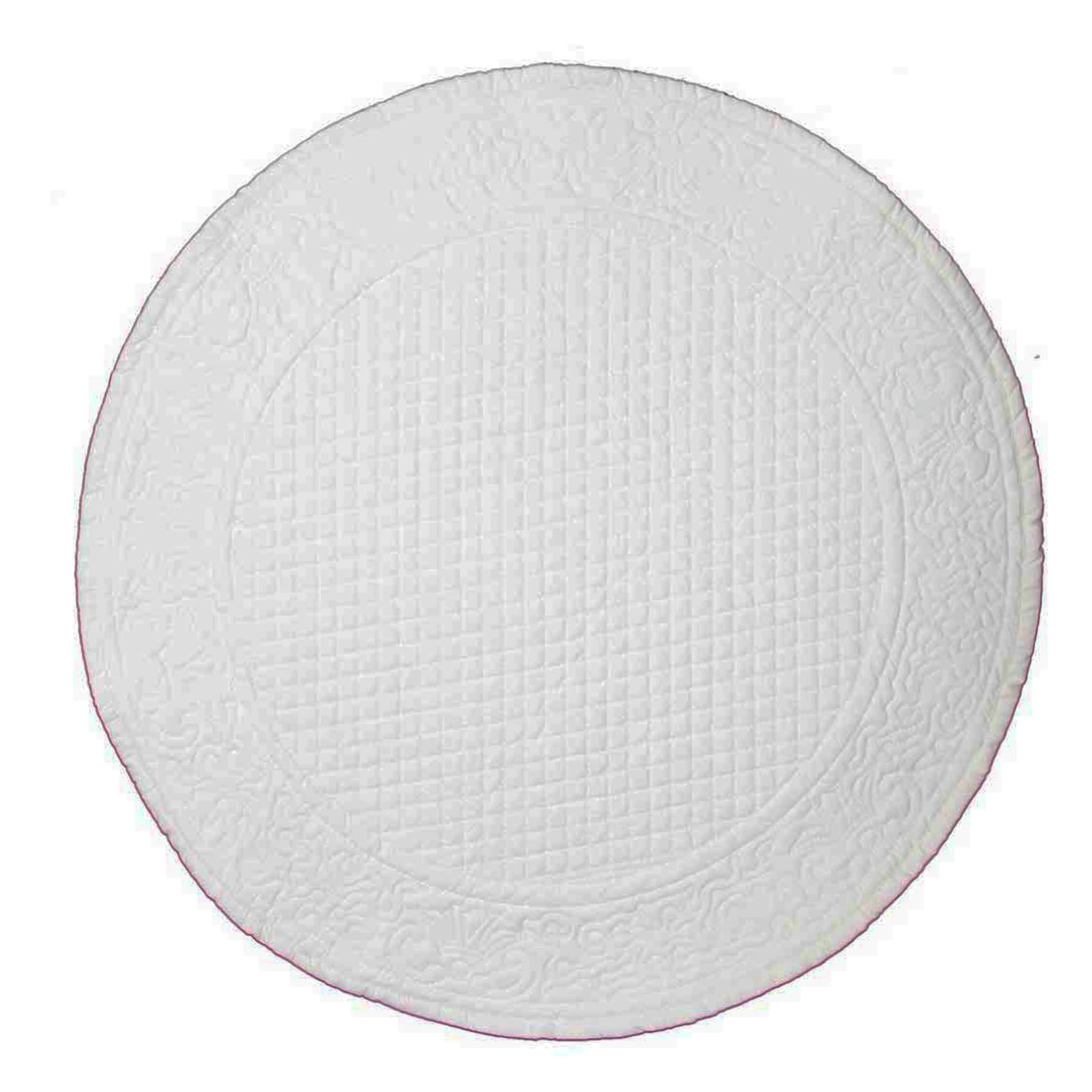 MIRABELLE - Set de table rond et matelassé coton ecru Diamètre 40 cm