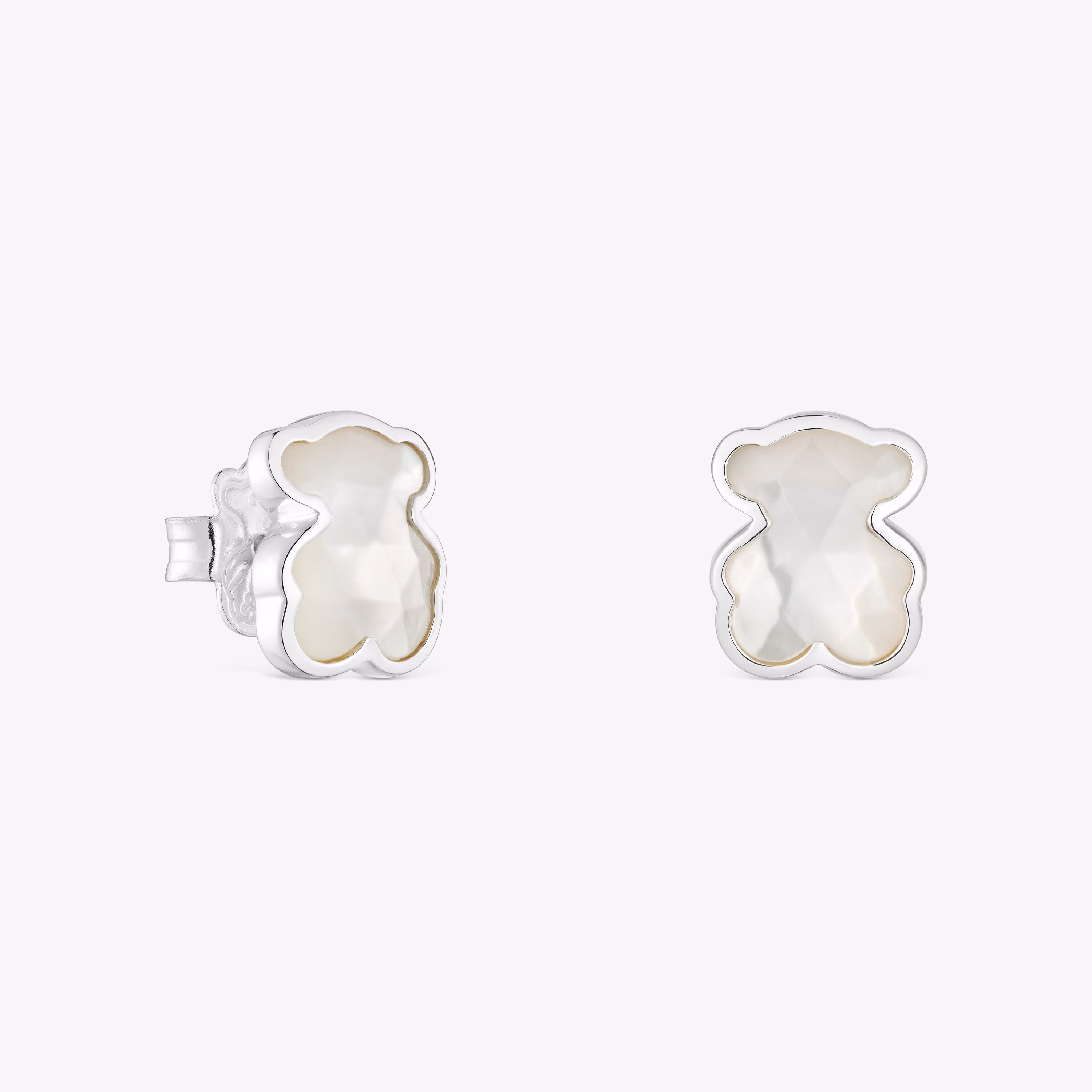 Pendientes oso de plata y nácar 10 mm Icon Color