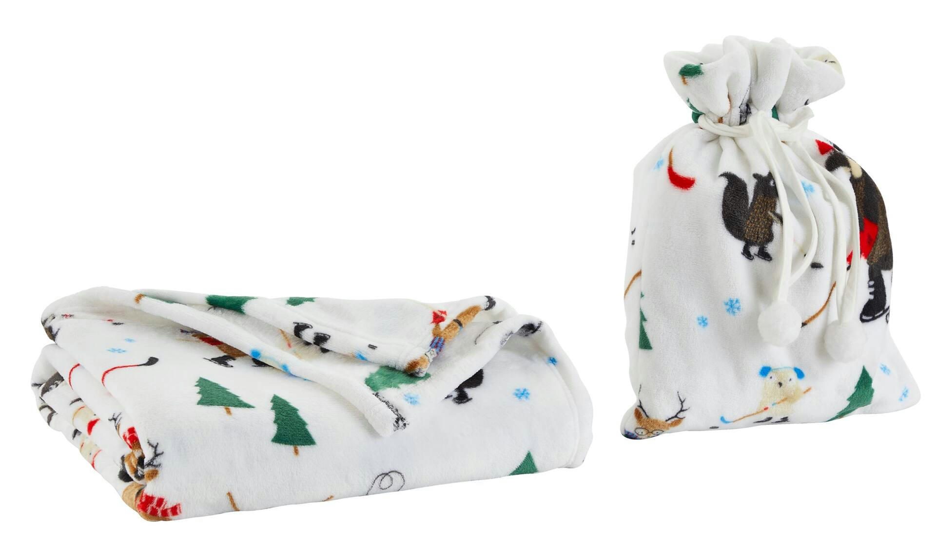 CANVAS Fleece Bag Christmas Decoration Hockey Throw, 60 x 50-in