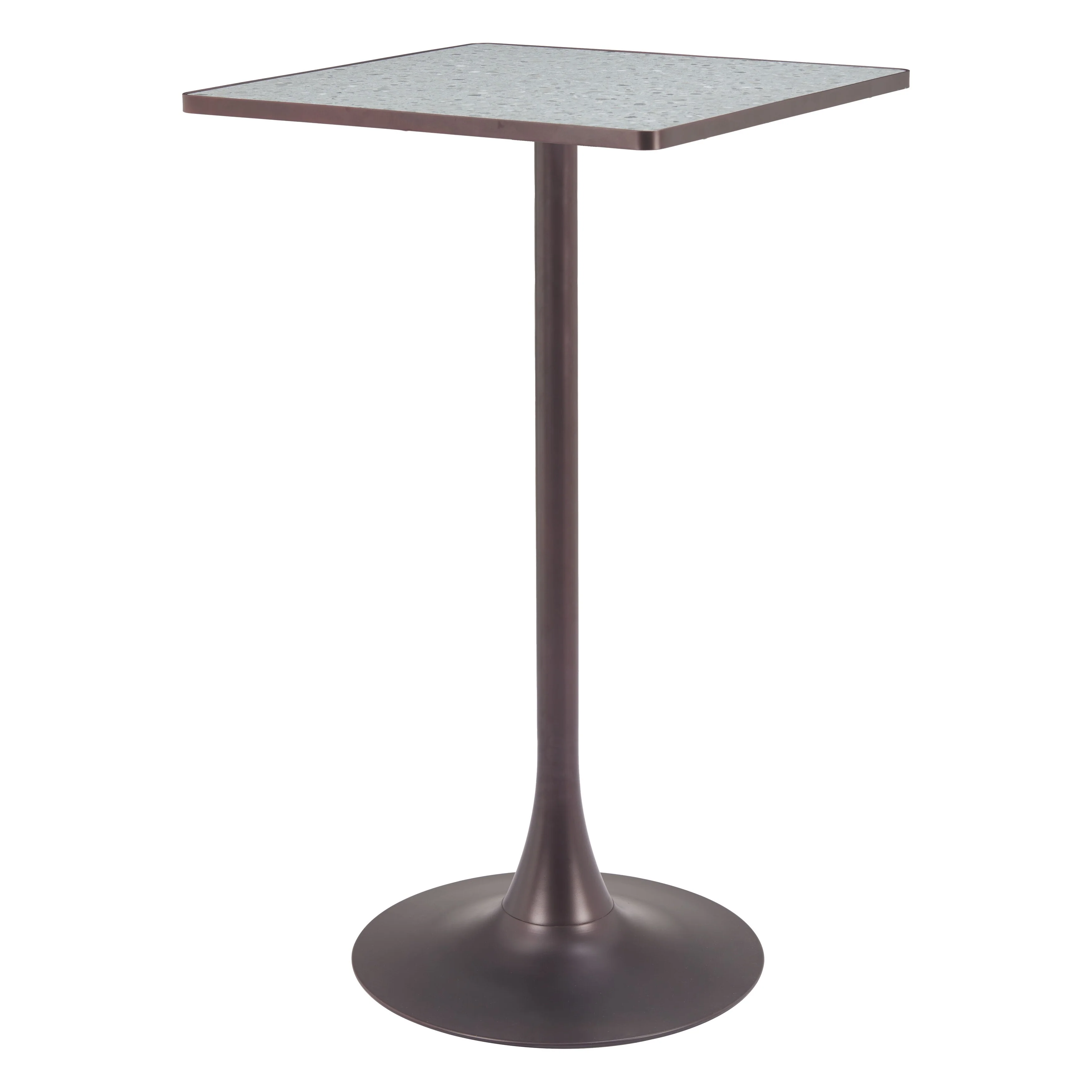 HomeRoots 24 Gray and Bronze Wood and Steel Square Bar Table - 23.8 in. x 41.7 in. x 23.8 in.
