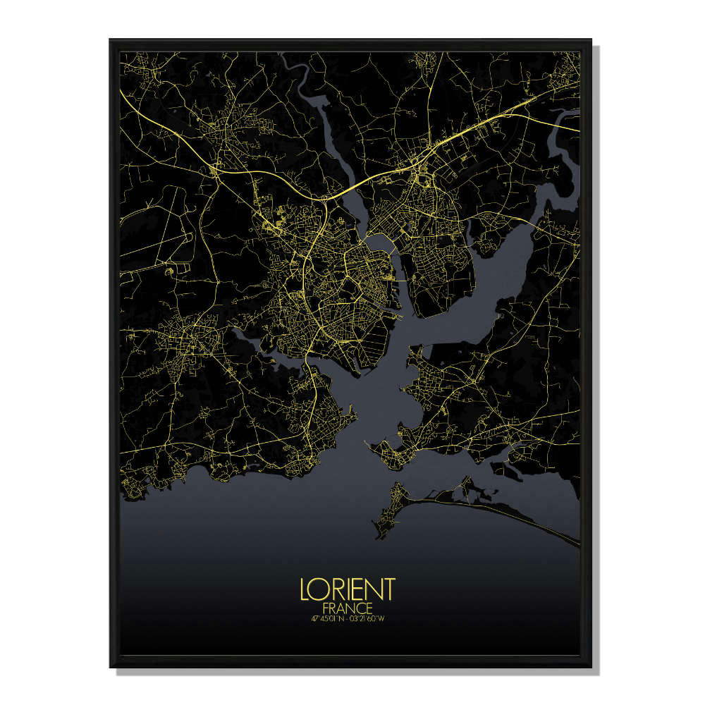 - Affiche Lorient Carte Nuit 40x50