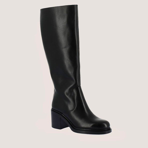 Bottes à hauts talonsen cuir noir | MARILOU