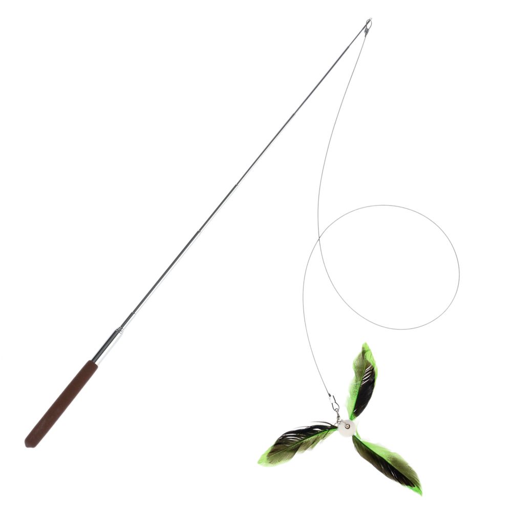 TIAKI Telescopic Cat Fishing Rod with Feathers